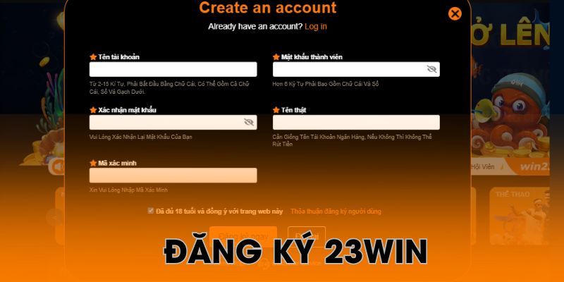 Đăng ký 23win hấp nhanh chóng đơn giản