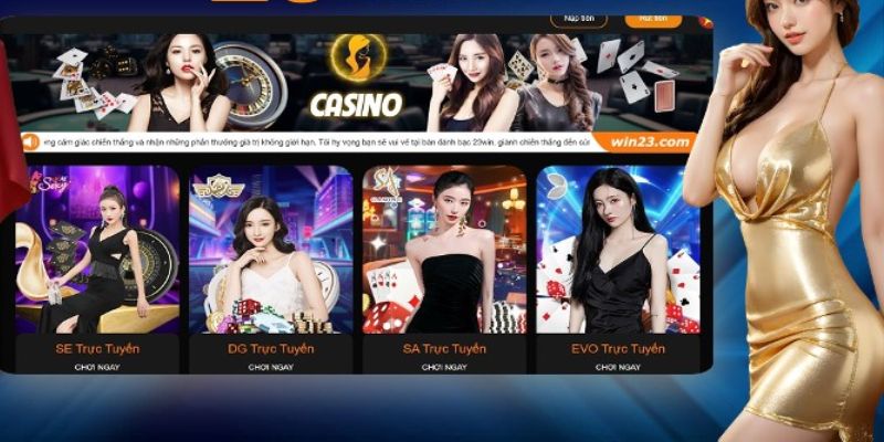 Sảnh Casino 23WIN được thiết kế tối ưu